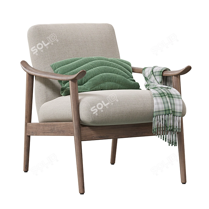 Stylish Mid-Century Accent Chair 3D model image 4