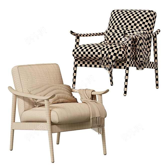 Stylish Mid-Century Accent Chair 3D model image 5