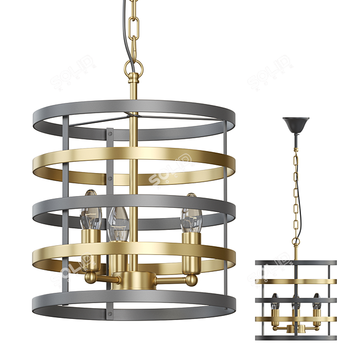 Elegant Metal Ring Pendant 3D model image 1