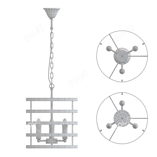 Elegant Metal Ring Pendant 3D model image 3