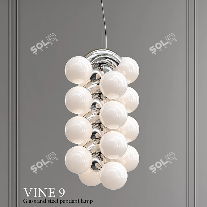 Elegant Glass & Steel Pendant 3D model image 1