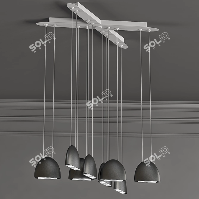 Sleek LED Metal Pendant Light 3D model image 1