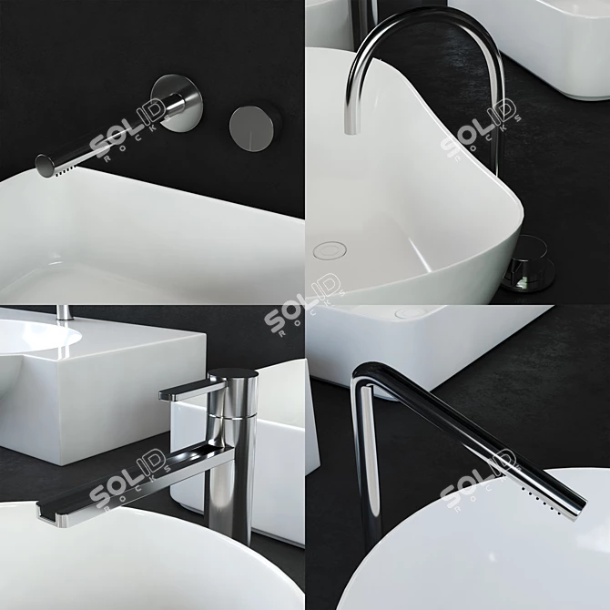 6-Faucet Wash Basin 3D model image 2