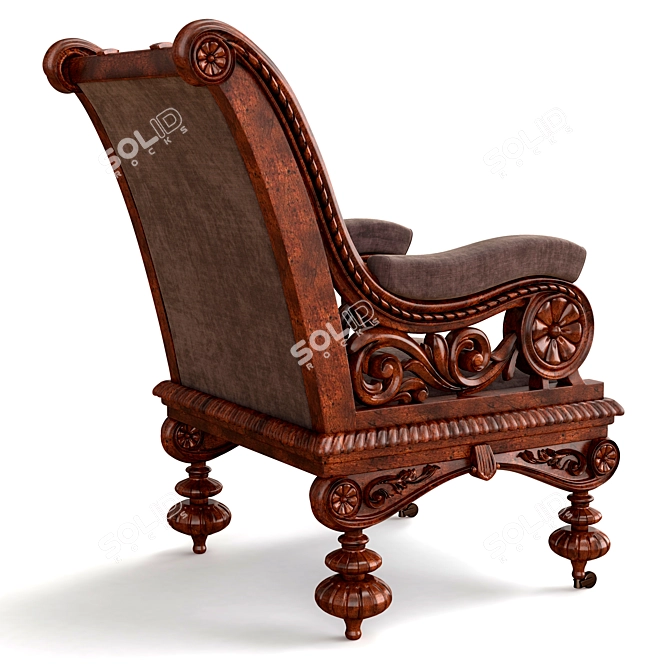 Antique Victorian Carved Armchair 3D model image 2