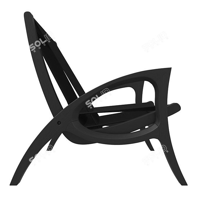 Sollos Eliz Lounge Chair Wood & Cord Brazil 70x80x80cm 3D model image 3