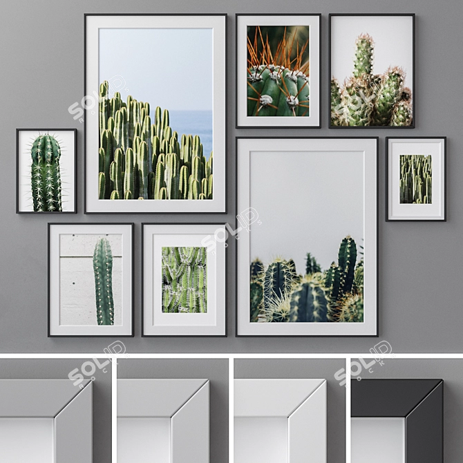 Photo Frames Set - 4 Colors, 8 Sizes 3D model image 1