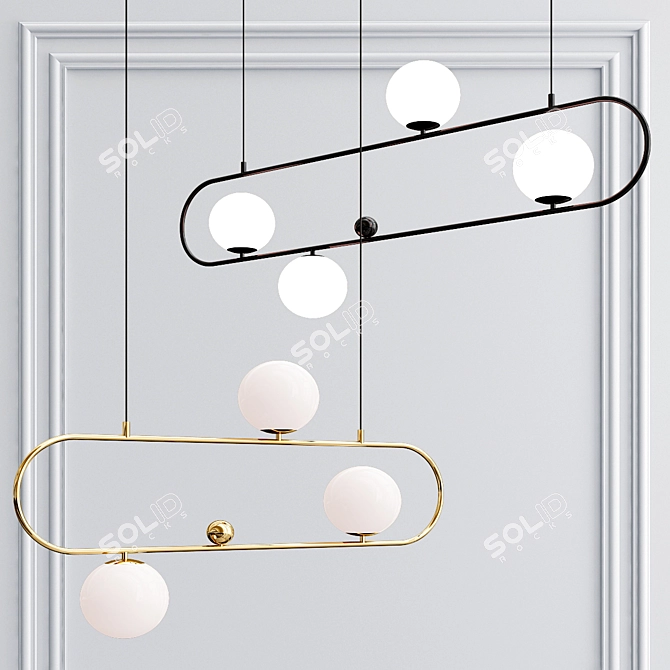 Modern Metal and Glass Hoop Pendant 3D model image 2