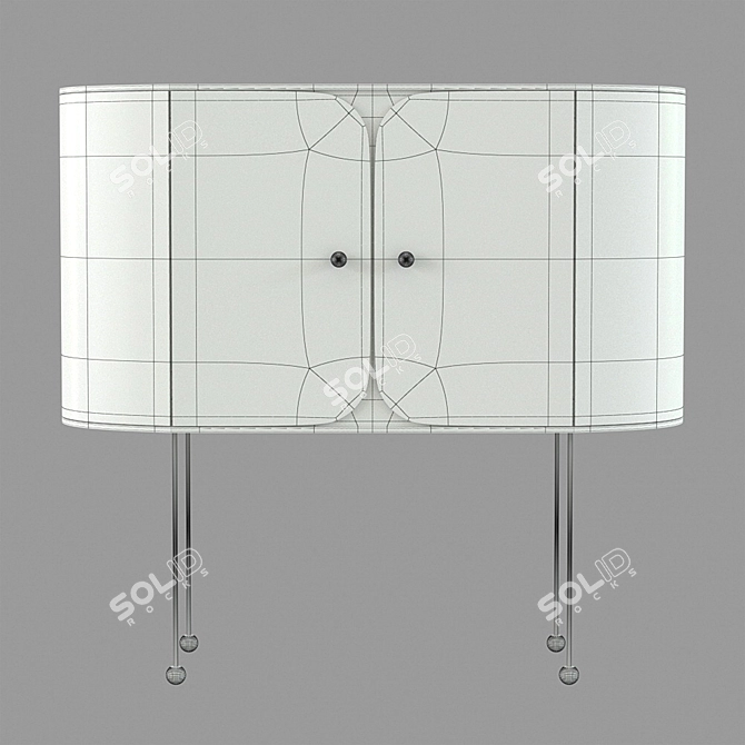 Sleek Console with Round Mirror 3D model image 6