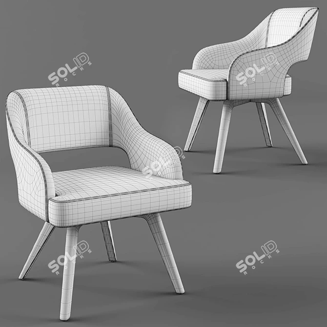 Elegant Adria Velvet Chair: Vintage-inspired Design, Quality Craftsmanship 3D model image 5