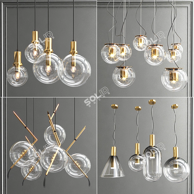 Elegant Glass Pendant Collection 3D model image 1