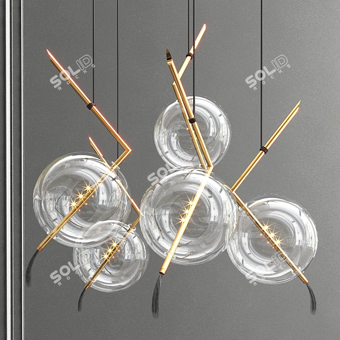 Elegant Glass Pendant Collection 3D model image 4