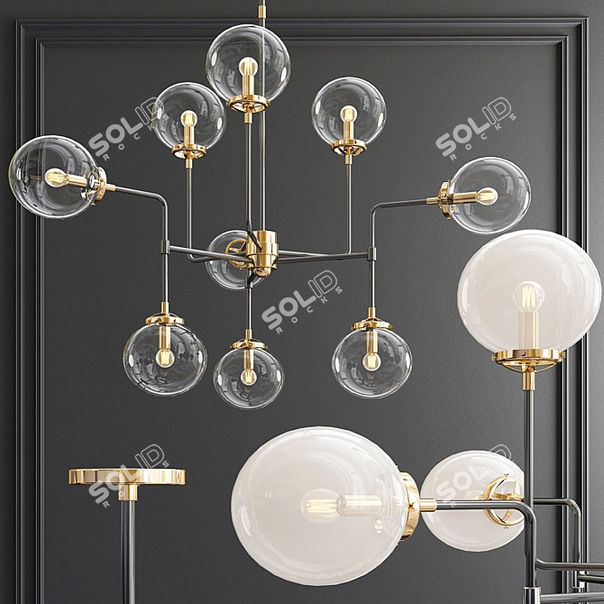 Elegant Bistro Medium Chandelier 3D model image 1