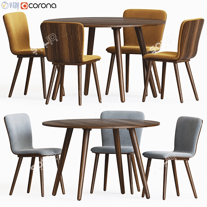 Modern Dining Set: Sede Chair & Seno Table 3D model image 1