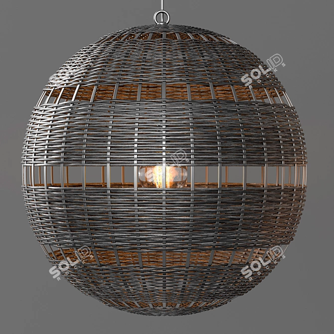 MONTAUK Rattan Pendant Lights: Handwoven Elegance 3D model image 2