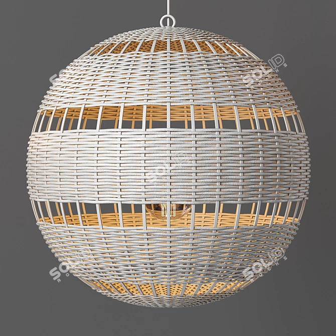 MONTAUK Rattan Pendant Lights: Handwoven Elegance 3D model image 3