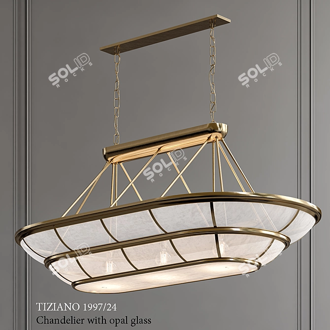 Tiziano Chandelier: Elegant Opal Glass Illumination 3D model image 1