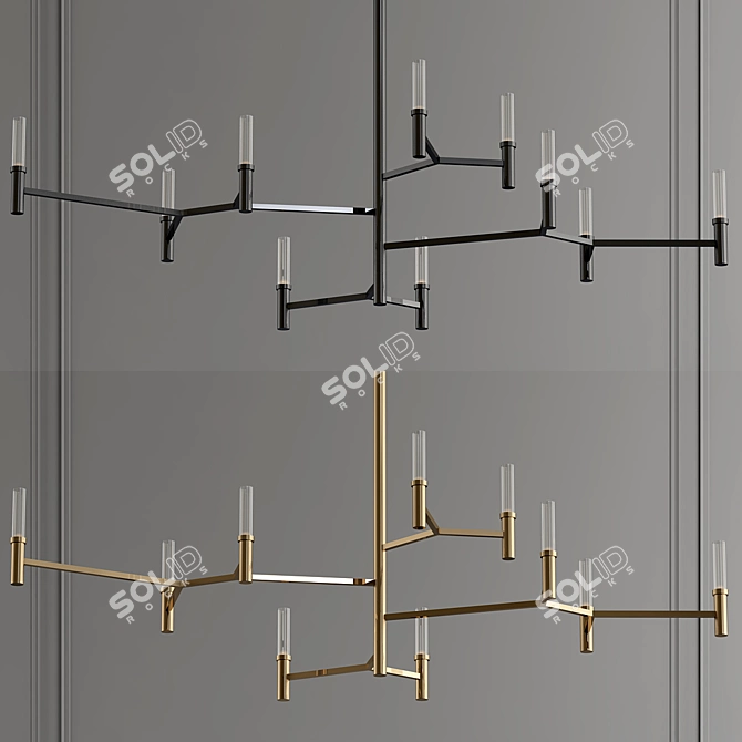 Root: LED Brass Pendant Chandelier 3D model image 1