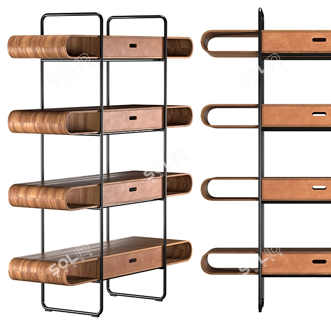 Modern Leather Bookshelf: Apelle 3D model image 2