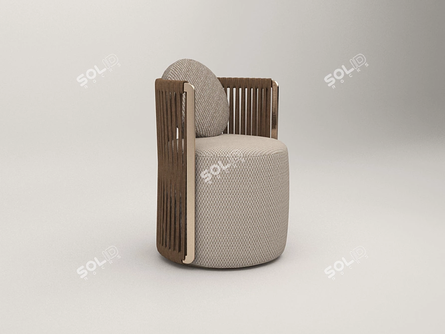 Elegant Thea Fendi Armchair: Luxury Comfort 3D model image 1