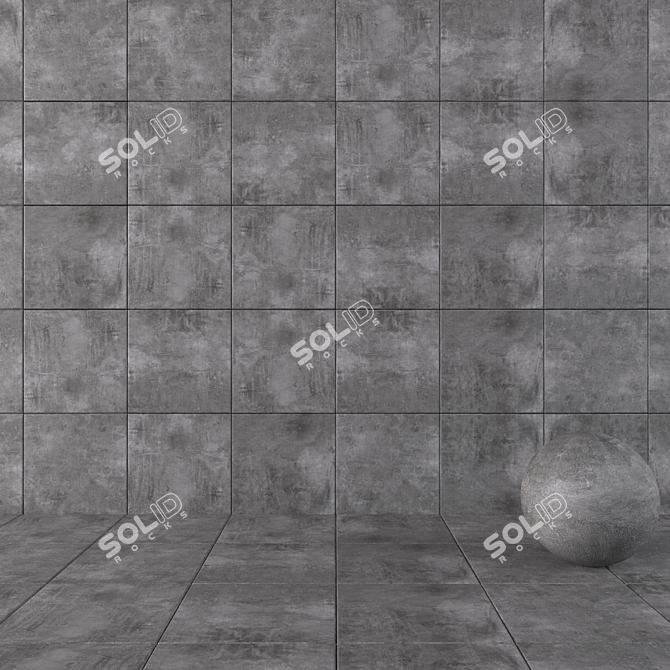 Boldly Black Concrete Wall Tiles 3D model image 1