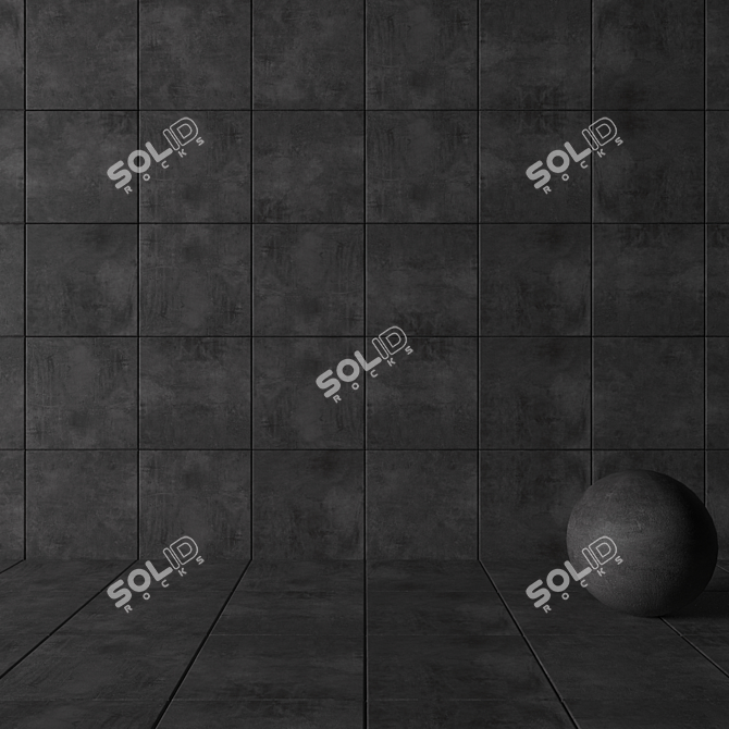 Boldly Black Concrete Wall Tiles 3D model image 3