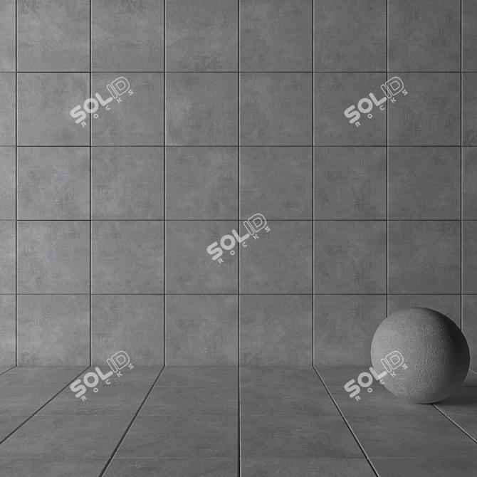 Modern Concrete Wall Tiles - Ares Gray 3D model image 3