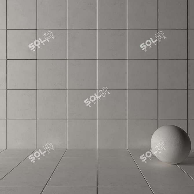 Elegant White Concrete Tiles 3D model image 3