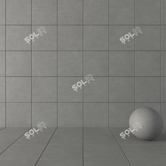 Basalt Fume Concrete Wall Tiles 3D model image 1