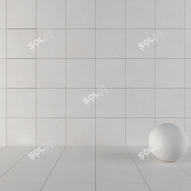 Basalt White Concrete Tiles 3D model image 1