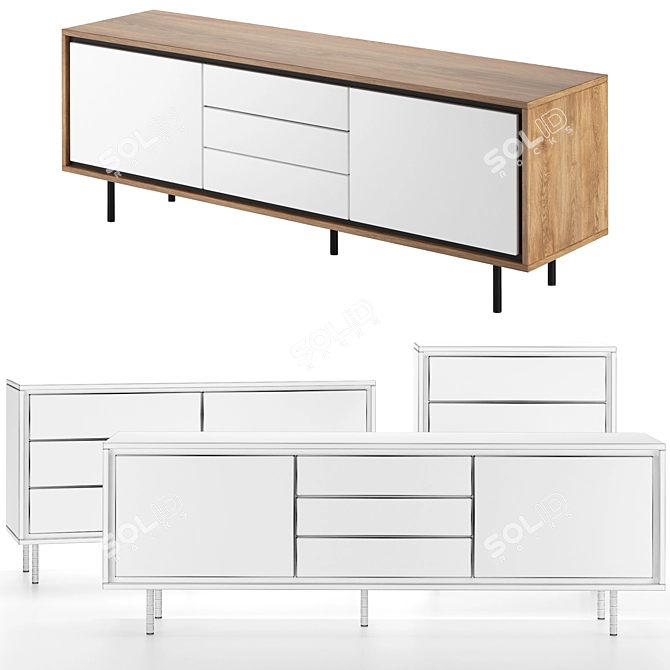 JYSK HALBY Wood and Metal Sideboard Chest 3D model image 4