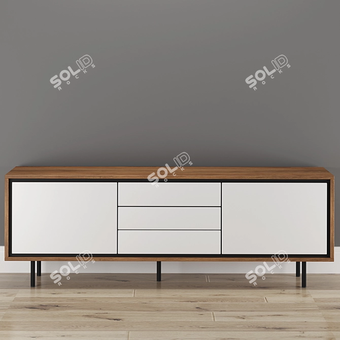 JYSK HALBY Wood and Metal Sideboard Chest 3D model image 5