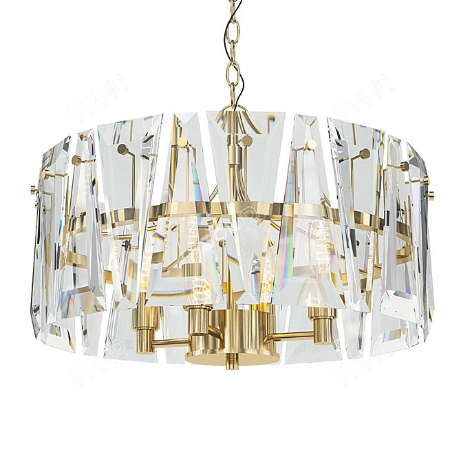 Elegant Ruby Crystal Gold Chandelier 3D model image 1