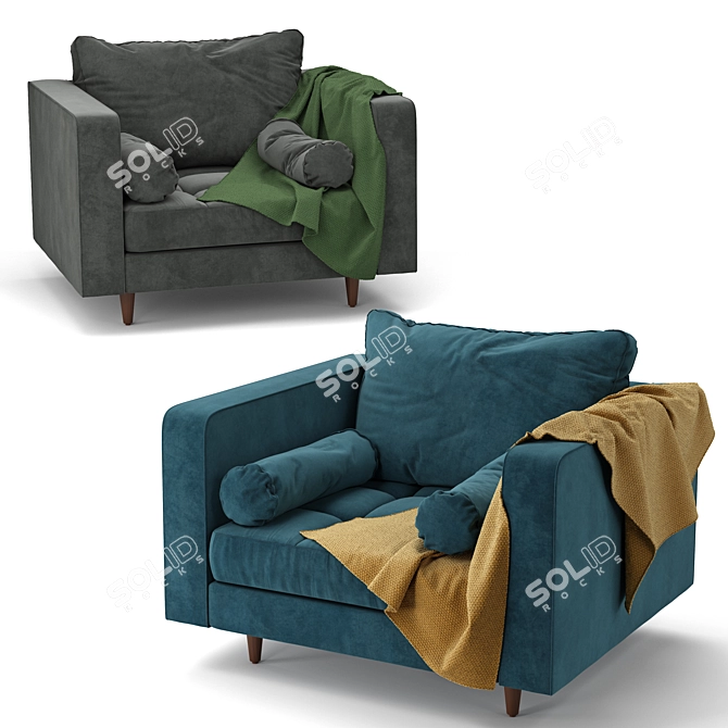 Title: Plush Sven Accent Chair 3D model image 2