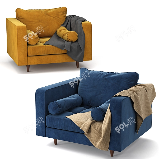 Title: Plush Sven Accent Chair 3D model image 3