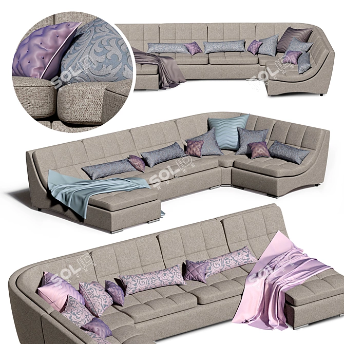 Modular Corner Sofa San Diego - 4 Colors Available 3D model image 2