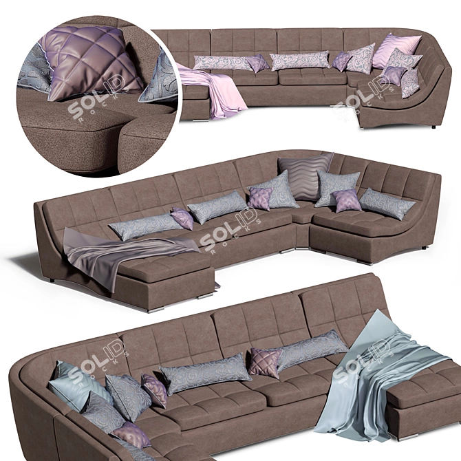 Modular Corner Sofa San Diego - 4 Colors Available 3D model image 5