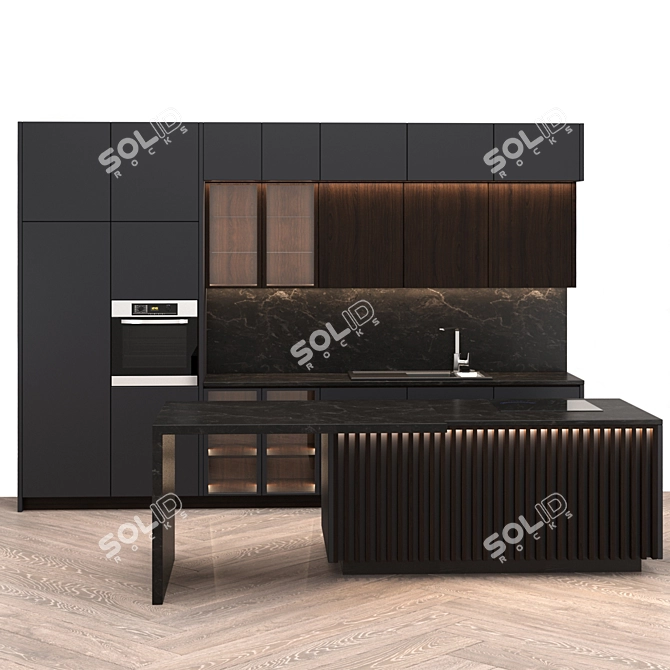 Modern Kitchen Set with Separable Modules 3D model image 1