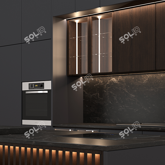 Modern Kitchen Set with Separable Modules 3D model image 2