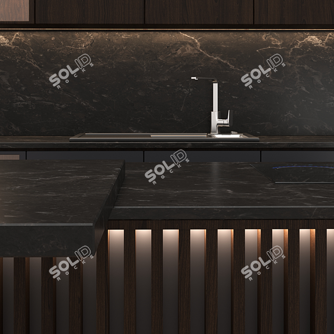 Modern Kitchen Set with Separable Modules 3D model image 3