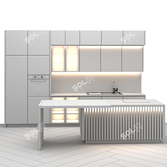 Modern Kitchen Set with Separable Modules 3D model image 4