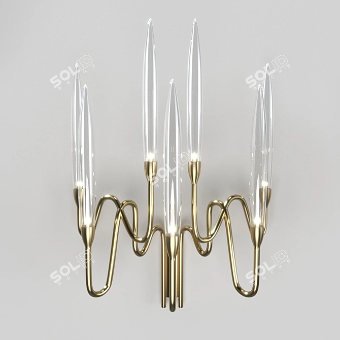 Pezzo 3 44.839 - Stylish Brass and Glass Art Deco Light Fixture 3D model image 1