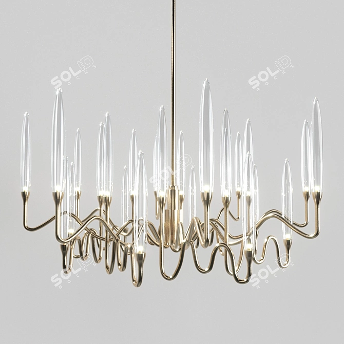 Deco Pezzo 3 Brass Glass Pendant 3D model image 1