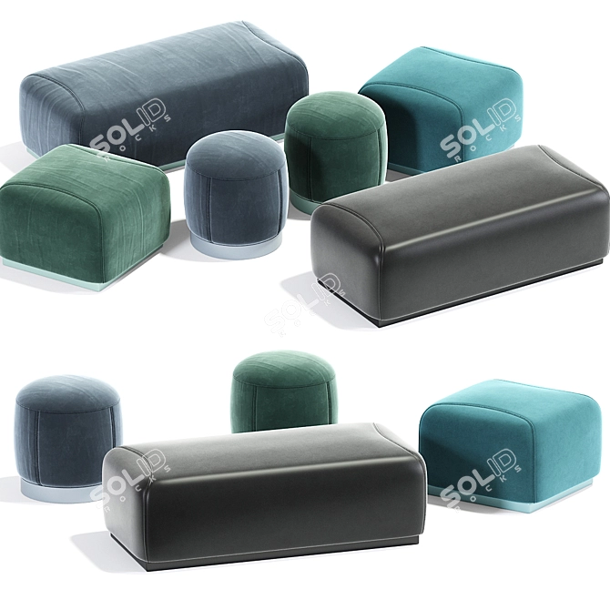 Modern Pouf Set: Versatile and Stylish 3D model image 2