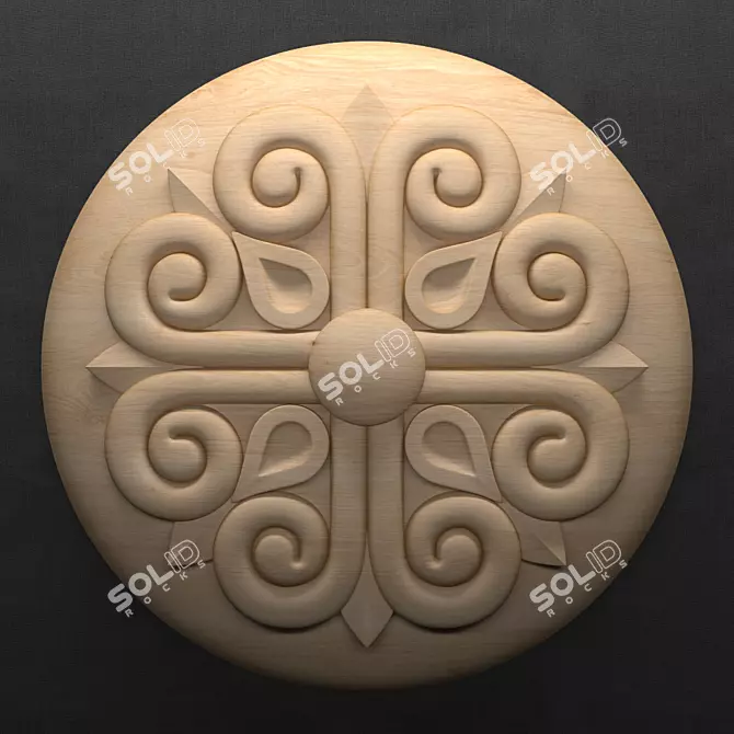 Elegant Rosette Carving 3D model image 1