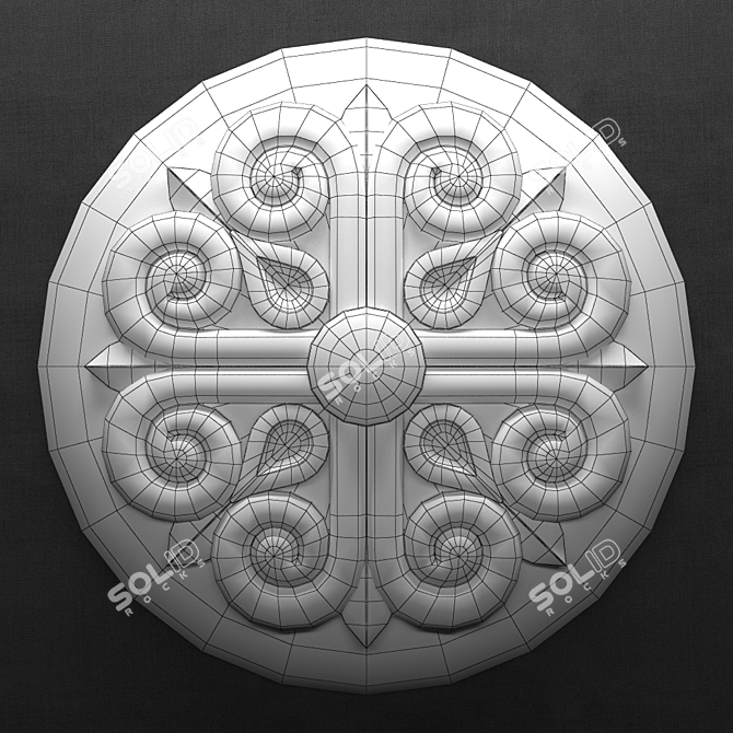 Elegant Rosette Carving 3D model image 3