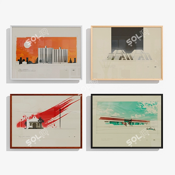 Vibrant Set of Colorful Prints 3D model image 1