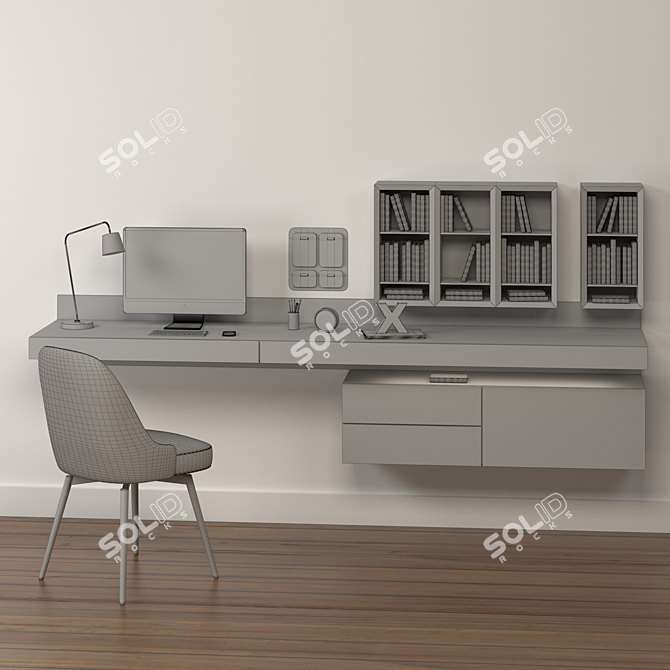 Sleek Desk Set: Mid-Century Chair, PIANCA_ALA, IKEA Table Lamp 3D model image 4