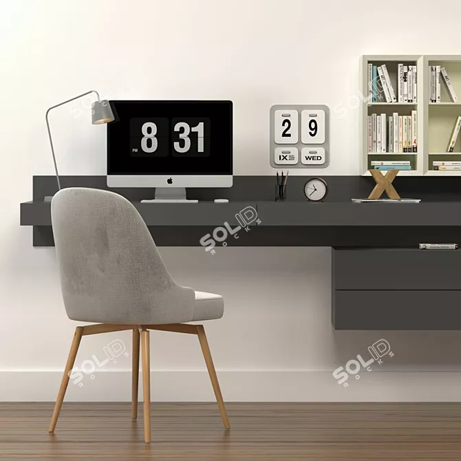 Sleek Desk Set: Mid-Century Chair, PIANCA_ALA, IKEA Table Lamp 3D model image 8