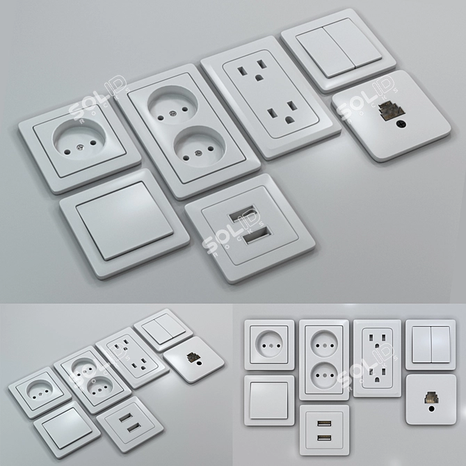 Versatile Switches & Sockets Set 3D model image 3