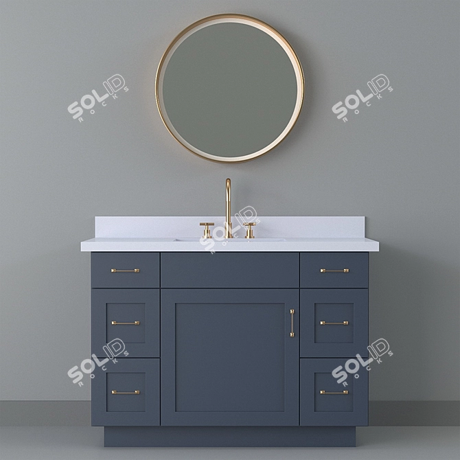 Elegant Gold Bathroom Set 3D model image 1